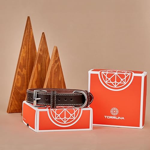 Miniatura 23 de Collar de perro de cuero genuino personalizado con placa de nombre, collar de perro ajustable resistente Negro -,Azul,Marrón,Mostaza,Rojo