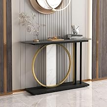 Modern Entryway Console Table,Marble Top Narrow Foyer Table,with Metal Legs,Space-Saving,for Hallway Living Room Hallway.Gray,140x30x80cm