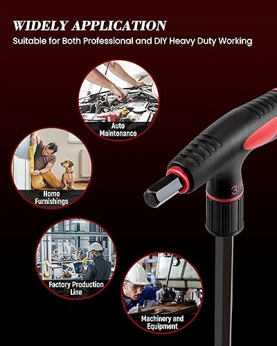 Miniatura 7 de Lichamp Juego de 8 llaves Allen SAE T con mango en T, 564 a 38 pulgadas, cabeza de bola, llave hexagonal Allen de mango largo estándar