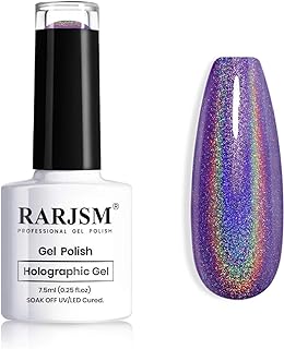 RARJSM Holographic Nail Polish Dark Purple Nail Polish 1 Pack 0.25 Fl.oz Quick Dry Gel Polish Nail Lamp Cured for Salon Home DIY Nail Art Design RAR76