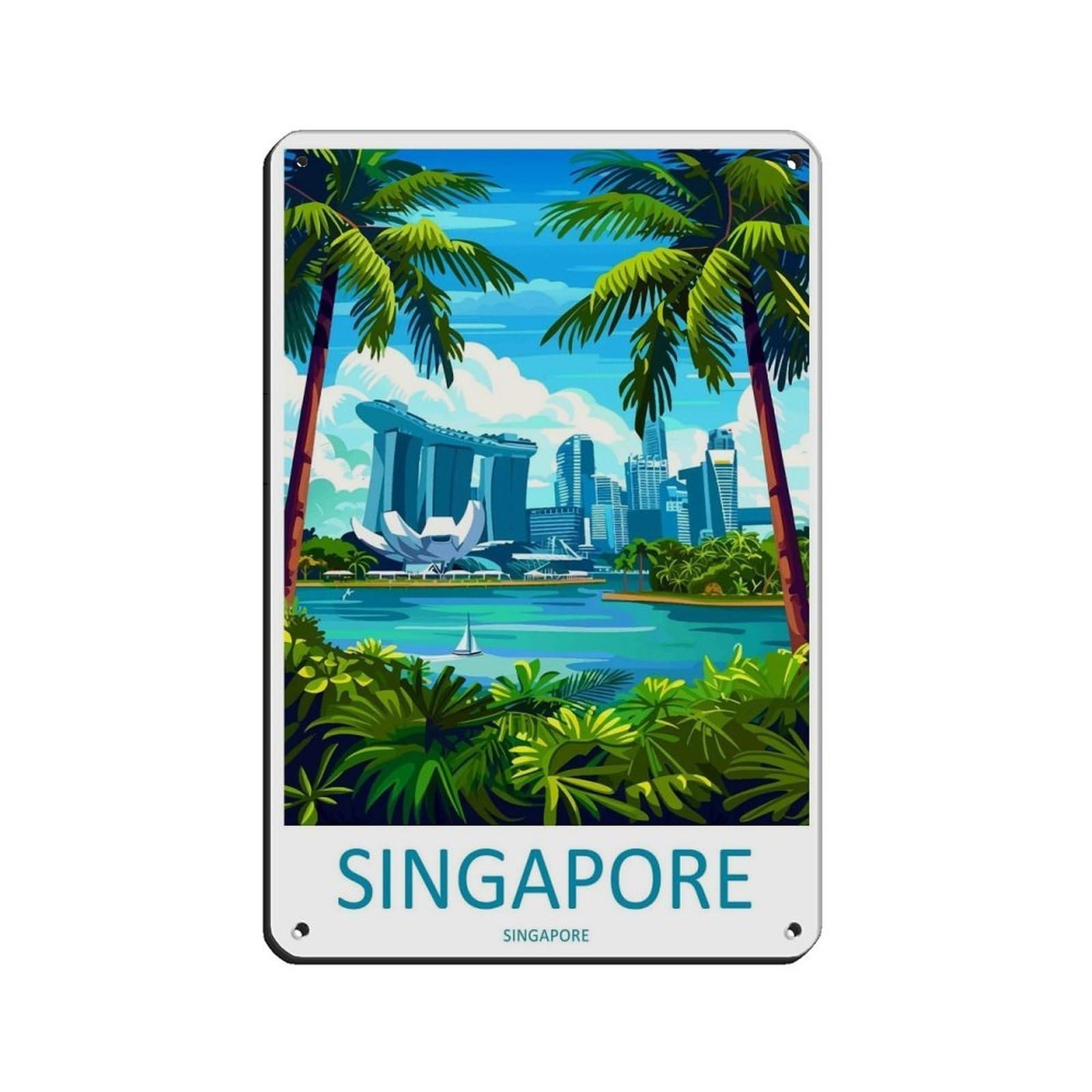 Singapore Travel Art (2) Tin Sign Vintage Metal Pub Club Cafe Bar Home Wall Art Decoration Poster Retro 8x12inch(20x30cm)