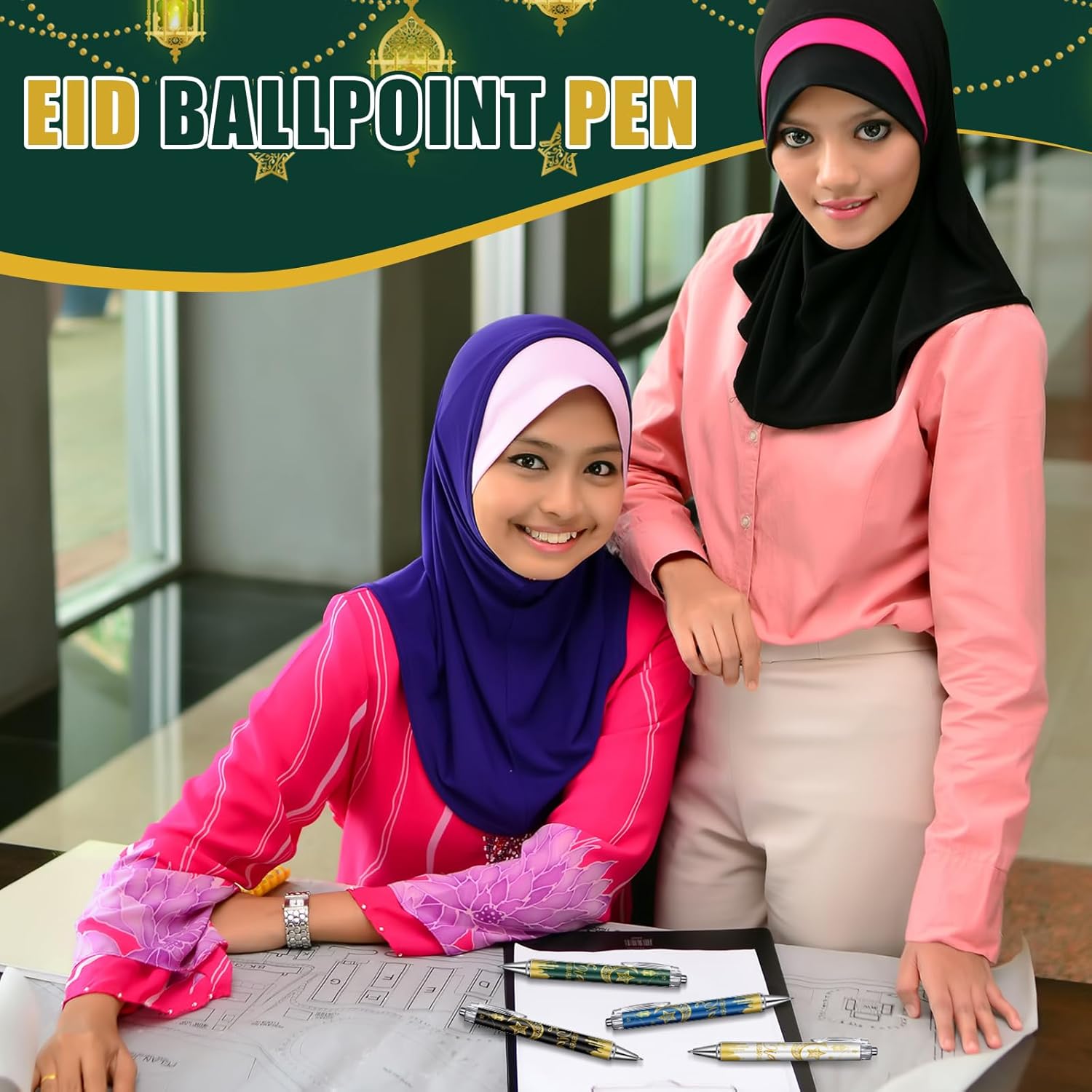 30 Pcs Eid Mubarak Pens Bulk Ramadan Gifts Mubarak Ballpoint Pens Eid Party Favors Arabic Novelty Muslim Gifts Islamic Goody Bag Stuffers(Multicolor) - Image 7