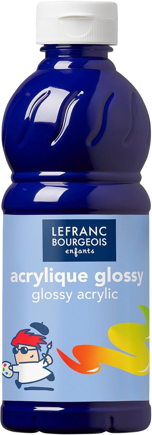 Lefranc Bourgeois 188295 Glossy Children's Acrylic Paint, Ready to Use Liquid Acrylic Paint, Glossy and Waterproof, Ideal on Paper, Card, Wood, Plaster, Metal, Plastic, 500 ml Tube, Primary Yellow
