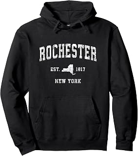 Rochester New York NY Vintage Athletic Sports Design Pullover Hoodie