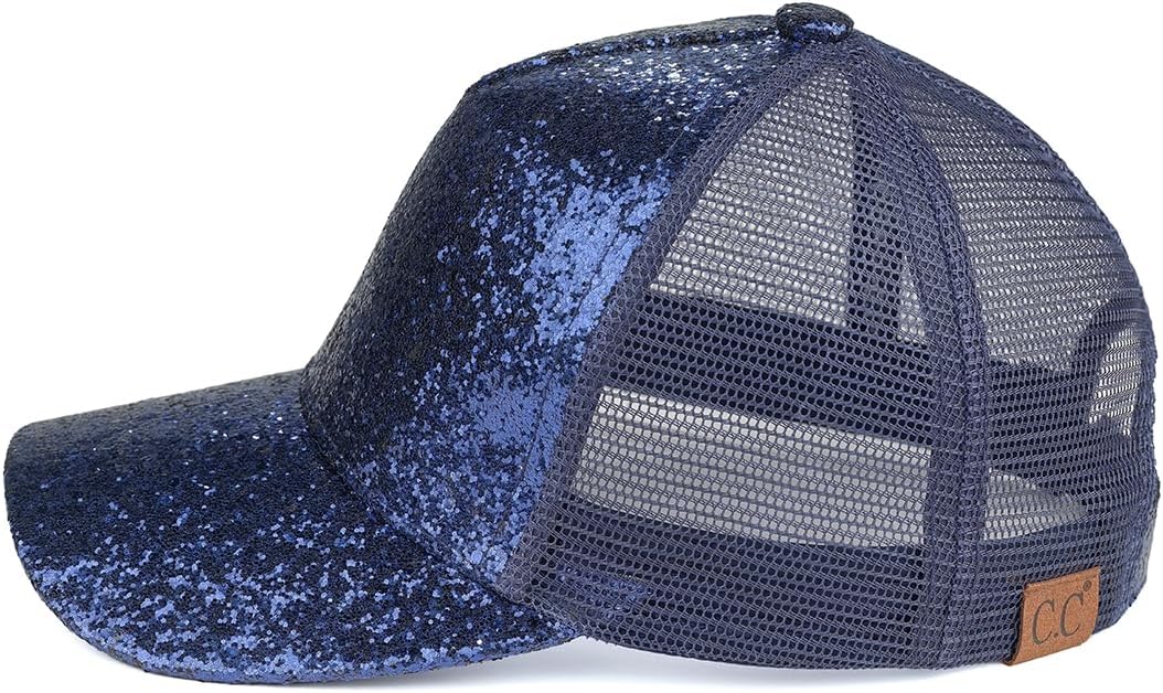 C.C Glitter Sequin Baseball Cap with Mesh
