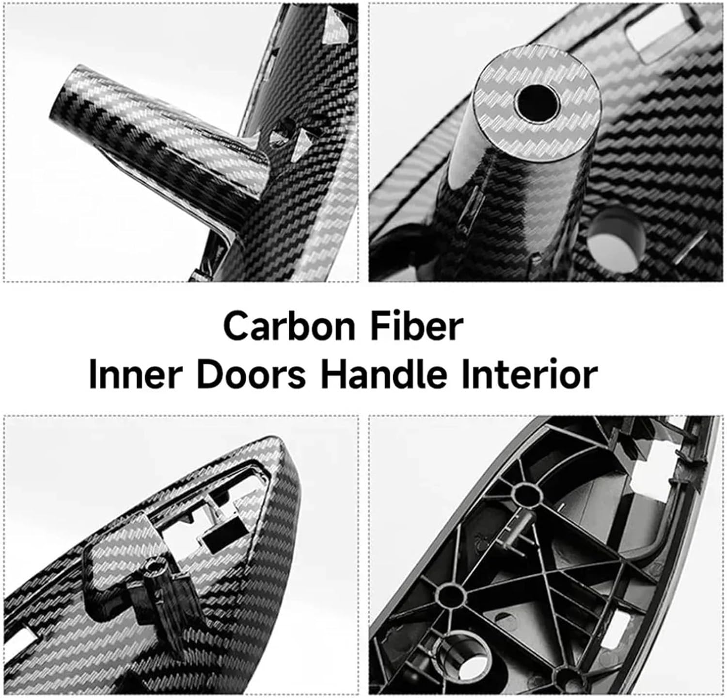 4PCS Set Left Right Interior Door Handle Inside Trim Replacement for bmws 3 4 Series F30 F80 F31 F32 F33 F34 F35 F36(Carbon Fiber)