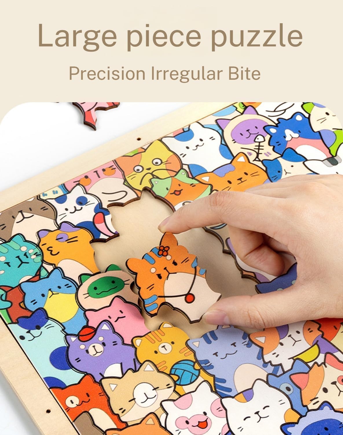 DIY Wooden Cat Puzzle Frame, Puzzle/Drawing/Assembly All in One, Creative Paintable Puzzle Photo Frame, for Home Decoration and Self-Made Gift (12 Colors)