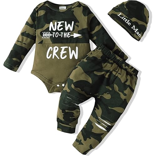 Newborn Infant Baby Boy Clothes Fall Winter Outfits New to The Crew Outfit Toddler Baby Boy Clothes Set