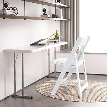 VINGLI Resin Folding Chairs with Cushion, Foldable Plastic Chair with Comfortable Padded Seats, Perfect for Event Party Indoor Outdoor, White, 4 PC