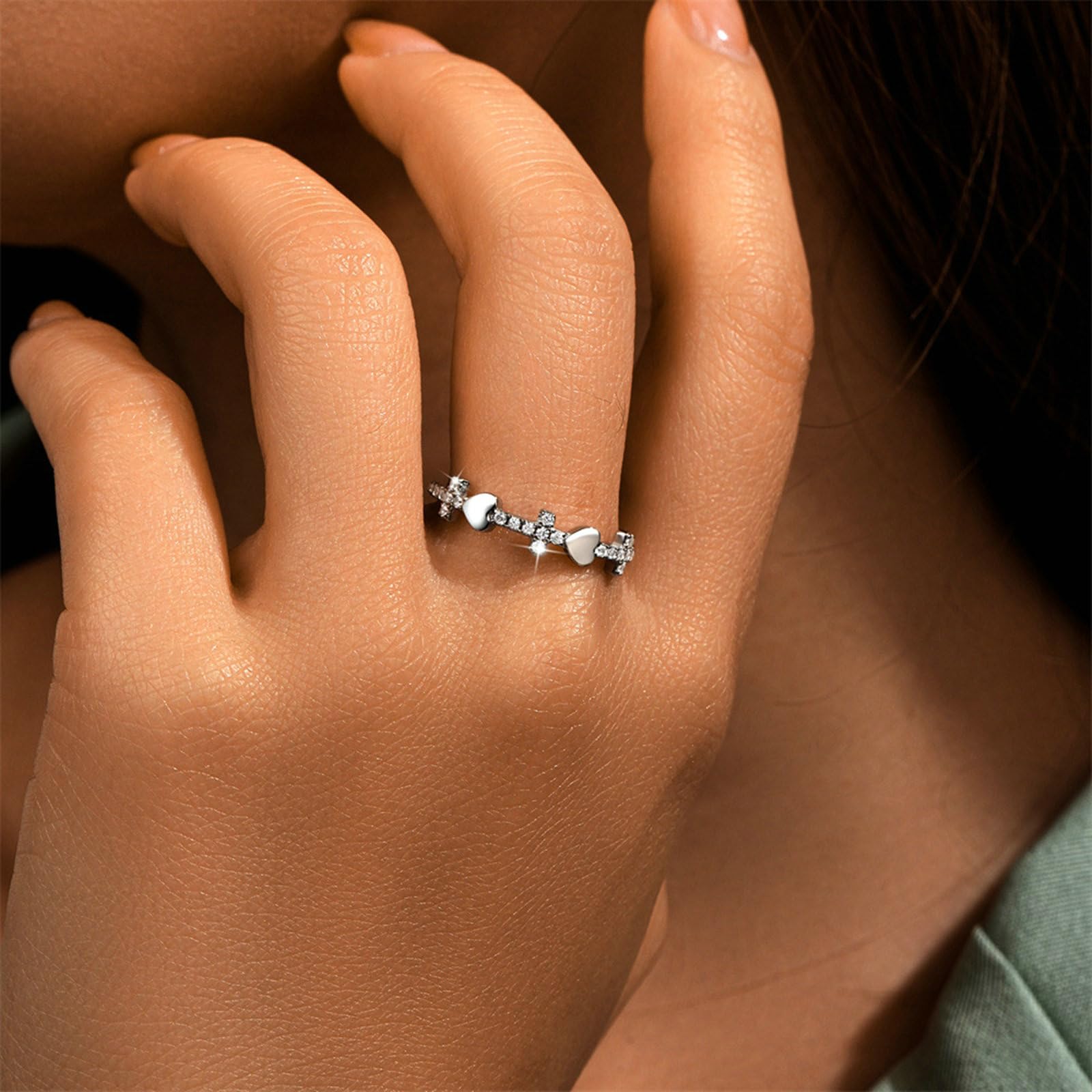 Moissanite pierścionek z żółtego złota 9K/14 K dla przyjaciółki, biały pierścionek damski z sercem