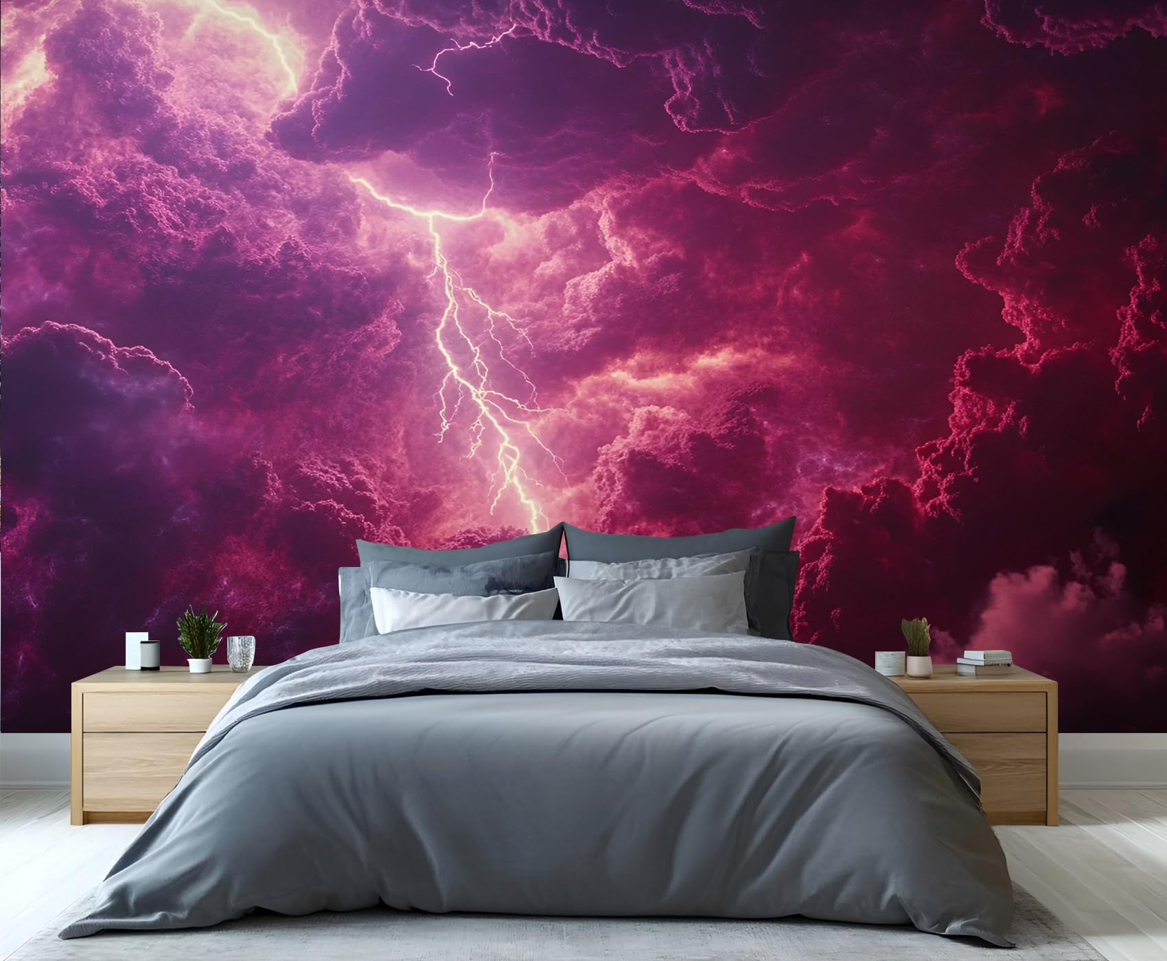 YXQAIED Lightning Wallpaper, Landscape Photo Wallpaper, Sky Wall Paper for Living Room, Not Self-Adhesive Bedroom Murals & Home Decor