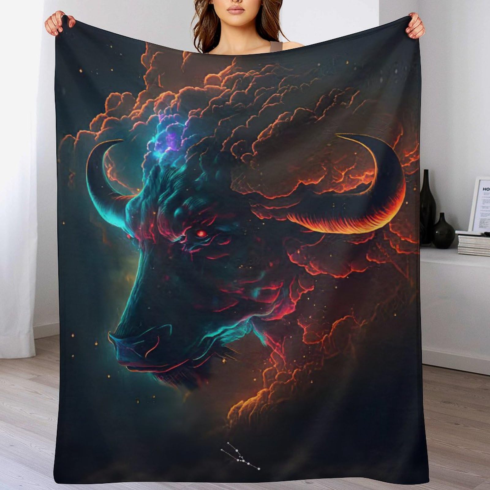 Lcwww Taurus Blanket Ultra-Soft Micro Fleece Throw Soft And Warm Blankets Flannel Throws For Sofas, Armchair, Couch And Bed 130×150Cm