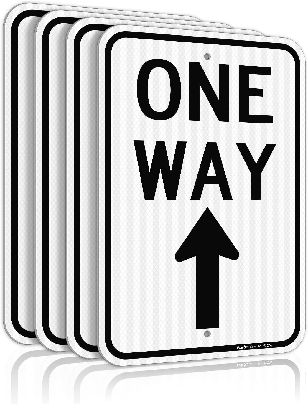 Faittoo One Way Sign with Up Arrow, (4 Pack) 18x12 Inches Engineer Grade Reflective Rust Free Aluminum, Weather/Fade Resistant, UV Protected, Easy to Mount, Indoor/Outdoor Use