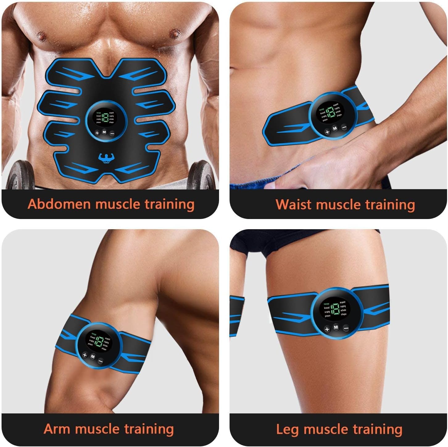 Elettrostimolatore per Addominali,Elettrostimolatore Muscolare,EMS Stimolatore,USB Addominale Tonificante Cintura, Cintura Addominale per Muscoli Addominali snelli e tonici,Addome/Braccio/Gamba
