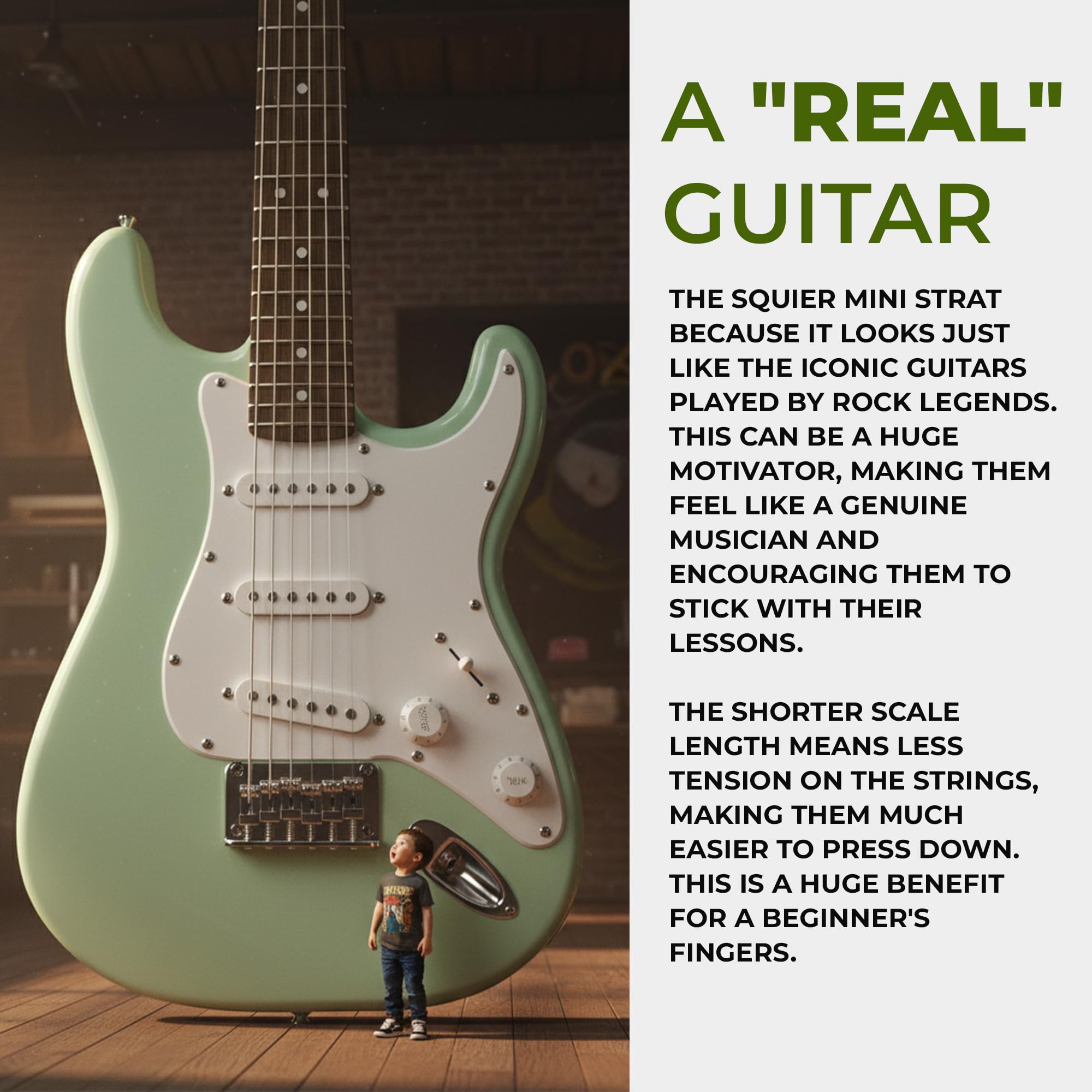 Amazon.com: Fender Squier 3/4-Size Kids Mini Strat Electric Guitar