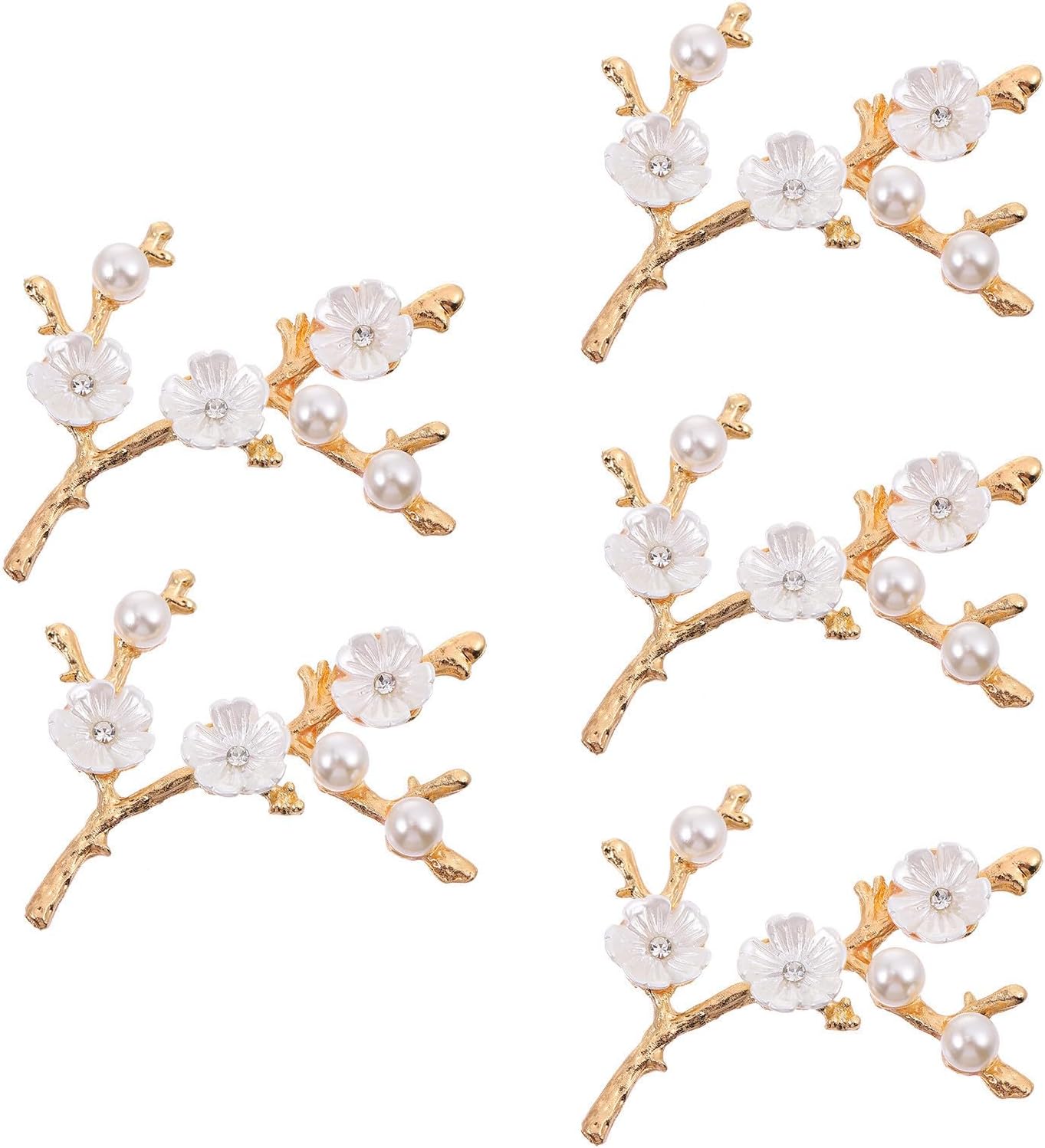 Alloy Pearl Flower Branch 5pcs DIY Accessories for Clothing