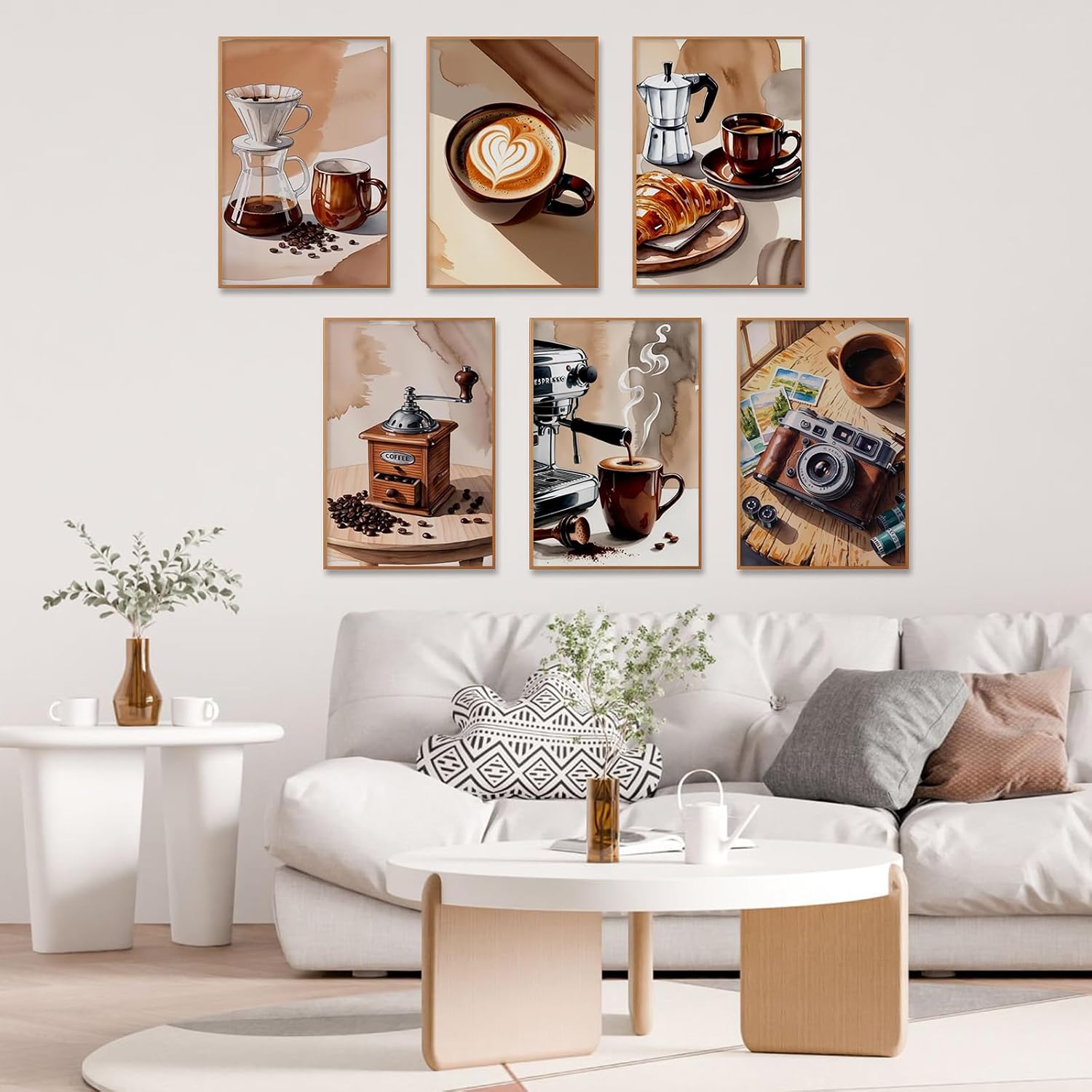Camocin 6 Pack Paint by Numbers Kit for Adults, Coffee Adult Paint by Number Kits Without Frame for Beginner, Coffee Acrylic Oil Painting by Numbers Kits for Gift Home Wall Decor 8 x 12 Inch