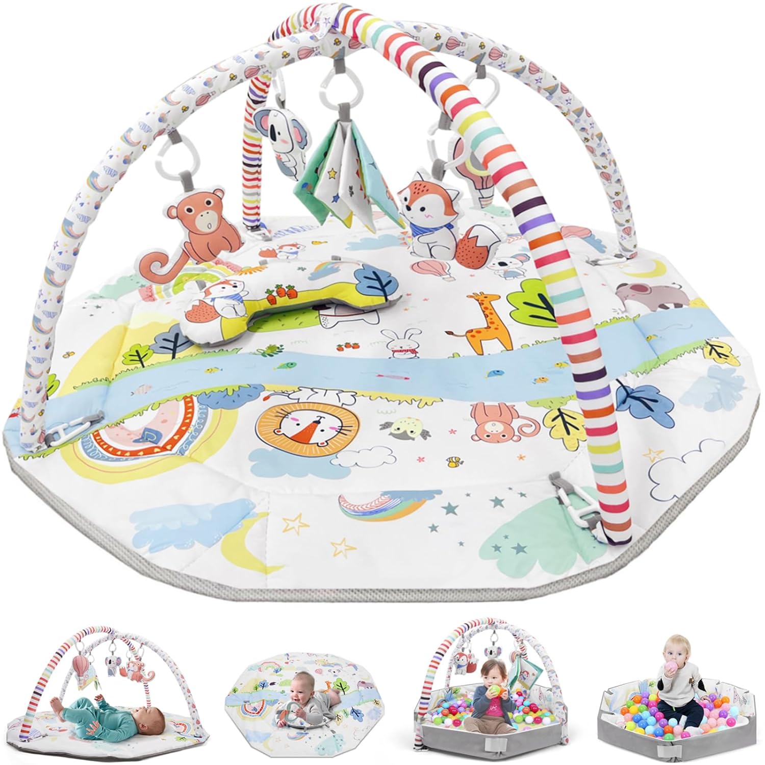 4in1 Baby Play Gym Mat & Tummy Time Activity Mat & Ball