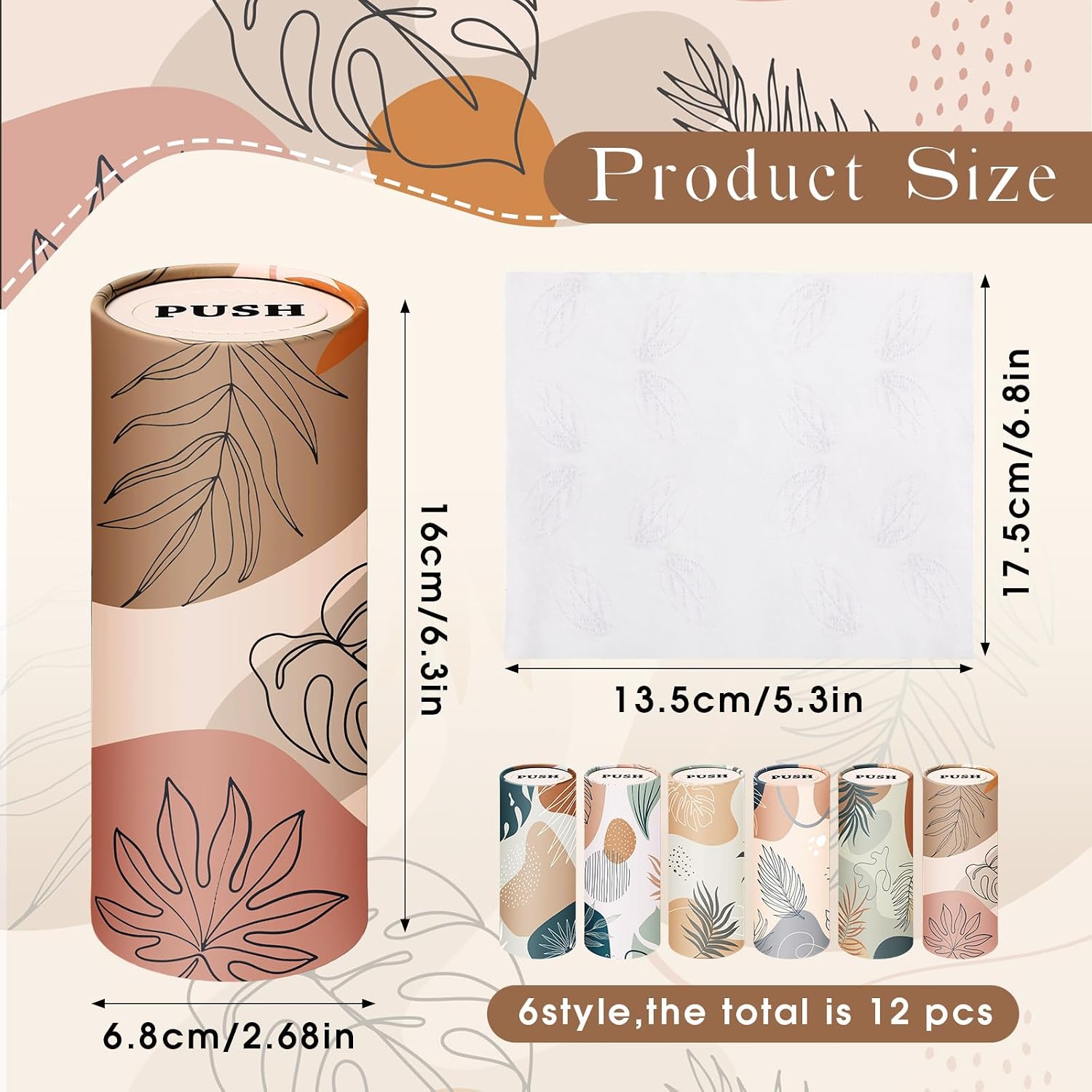 Outus 12 Pcs Boho Car Tissues Cylinder Holder with 3 Ply Facial Tissue Bulk Black White Round Tissue Holder Travel Tissues Boxes Container for Car Cup Wedding Birthday Party image 2