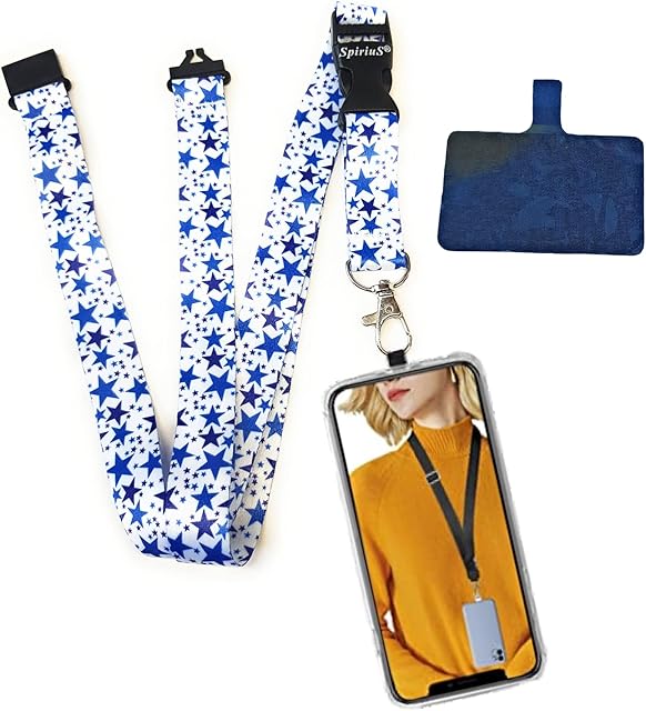 SpiriuS Universal Phone Lanyard Neck Strap with Detachable Patch sticker Compatible with all Smartphones for iPhone Google Pixel LG HTC Huawei