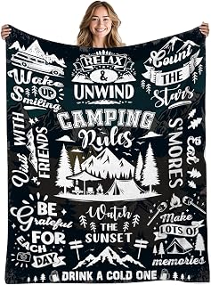 Camping Blanket for Camping Lovers,Camping Gifts for Men and Woman, Birthdayl Blankets Gifts for Camper Outdoor, Outdoor Adventures, Hiking,Gifts for Chritsmas Thanksgiving 50x60