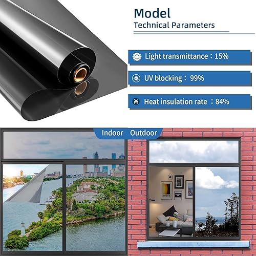 Miniatura 2 de Película de privacidad para la ventana, unidireccional, hecha de PET de primera calidad, reflectante durante el día, control de calor, protege ante