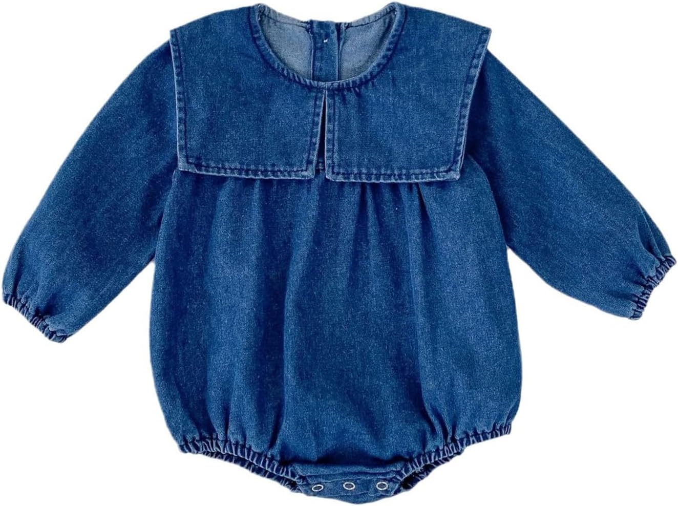 HOOLCHEAN Baby Girls Denim Romper with Cute Big Collar – Spring/Fall – Runs Large, Size Down