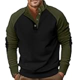Men's Solid Color Corduroy Half Collar Shirts Brown Long Sleeve Lightweight Casual Loose Fit Streetwear Pullover