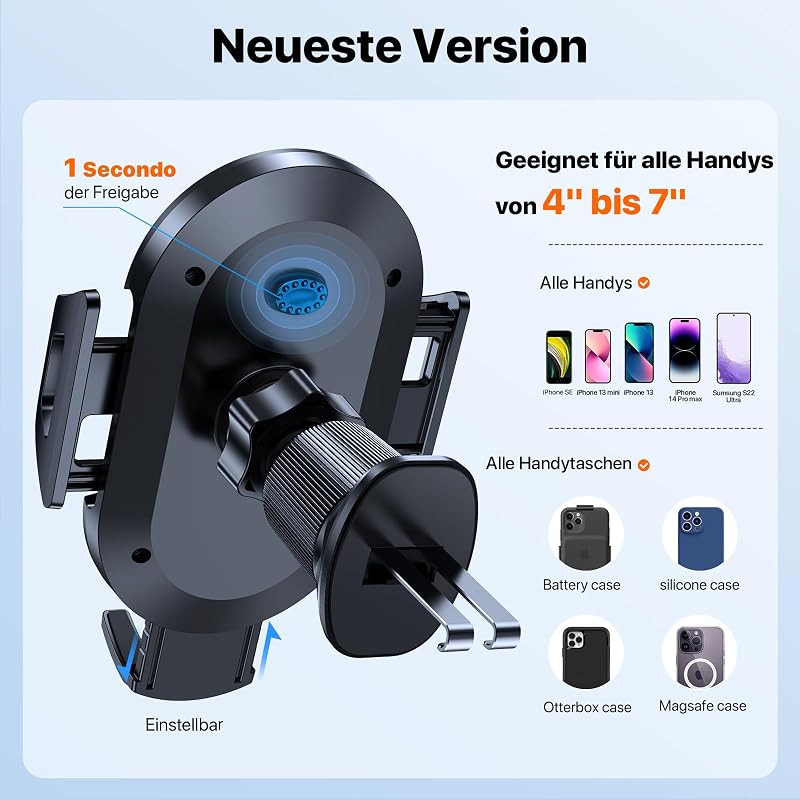 Miracase Autós Telefontartó Szellőzőrácsra 360° Forgatható iPhone Samsung 4-7" - Ventilation