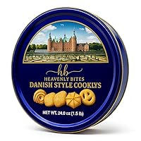 Vista 2 de Heavenly Bites Galletas de mantequilla estilo danés en lata de metal 24 onzas