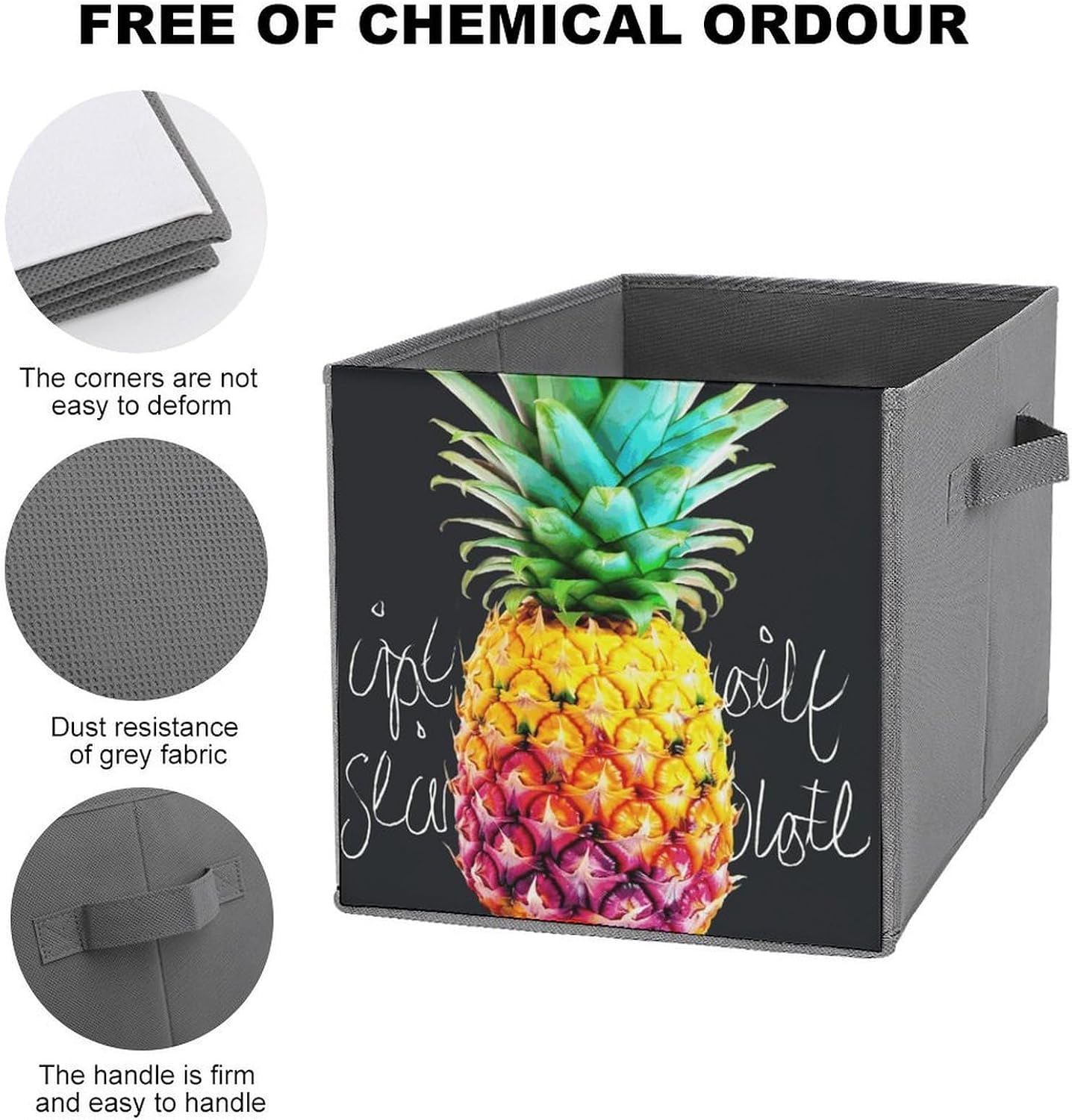 Folding Storage Bins Oxford Fabric Clothes Storage Boxes with Handles | Colorful Fruit Pineapple Cube Organizer, Easy to Store, Multi Functional Cube Storage Organizer for Office Bedroom