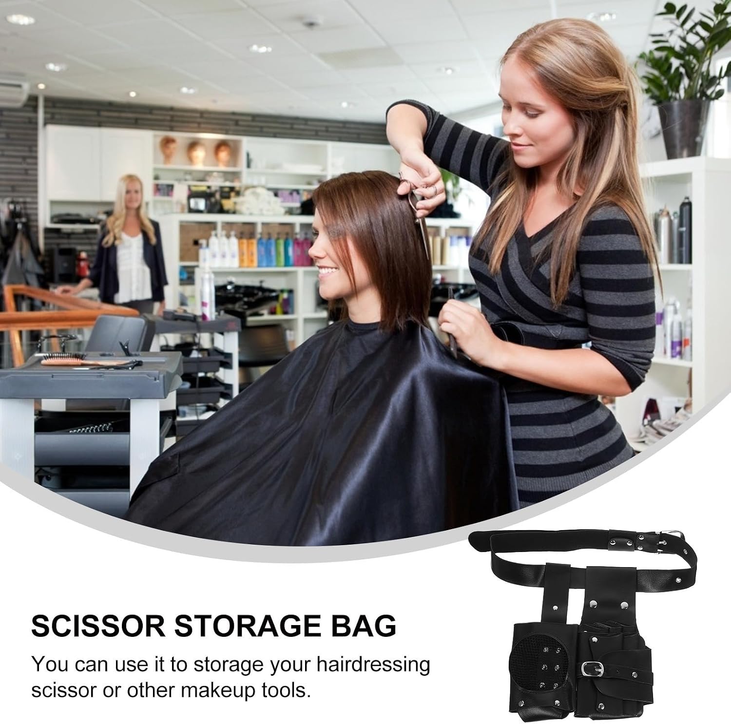 Hairdressing Scissor Pouch Multifunction Leather Hair Stylist Tool Bag Lightweight Scissor Storage Kit for Salon and Makeup Tools