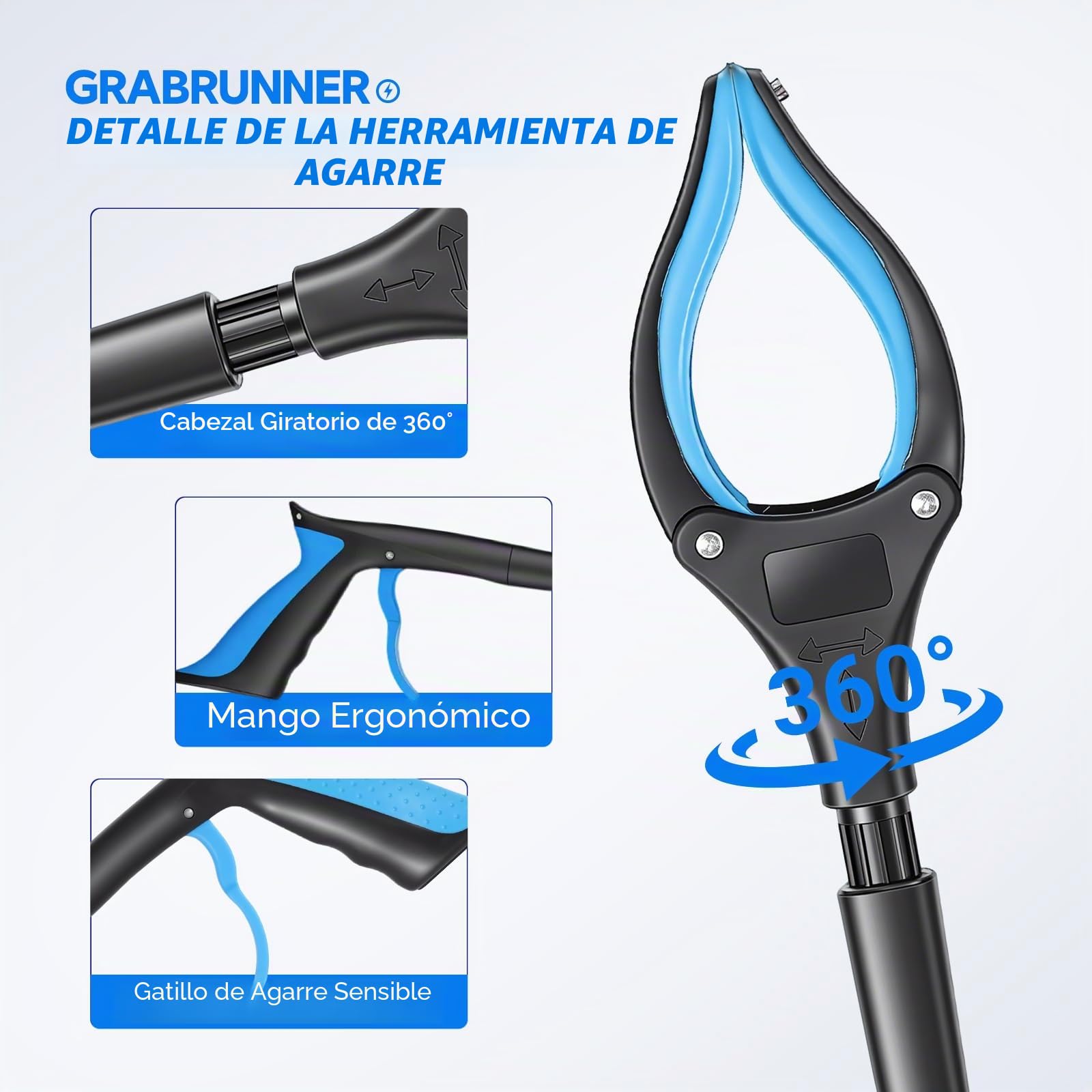 Pinzas Recoge Objetos Extra Largas 109cm, Pinzas Extensibles Personas Mayores, Palo con Imán Telescópico para Minusválidos y Ancianos, Pinza Recoger Basura y Fruta(2 Piezas)
