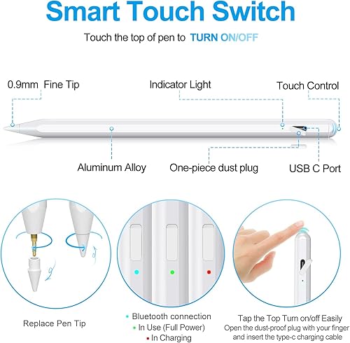 Miniatura 6 de Lápiz óptico para Apple iPad  iPad Pencil con rechazo de palma, iPad Stylus Pen compatible con iPad Pro 1112.9 (2018-2022) pulgadas iPad Air 345