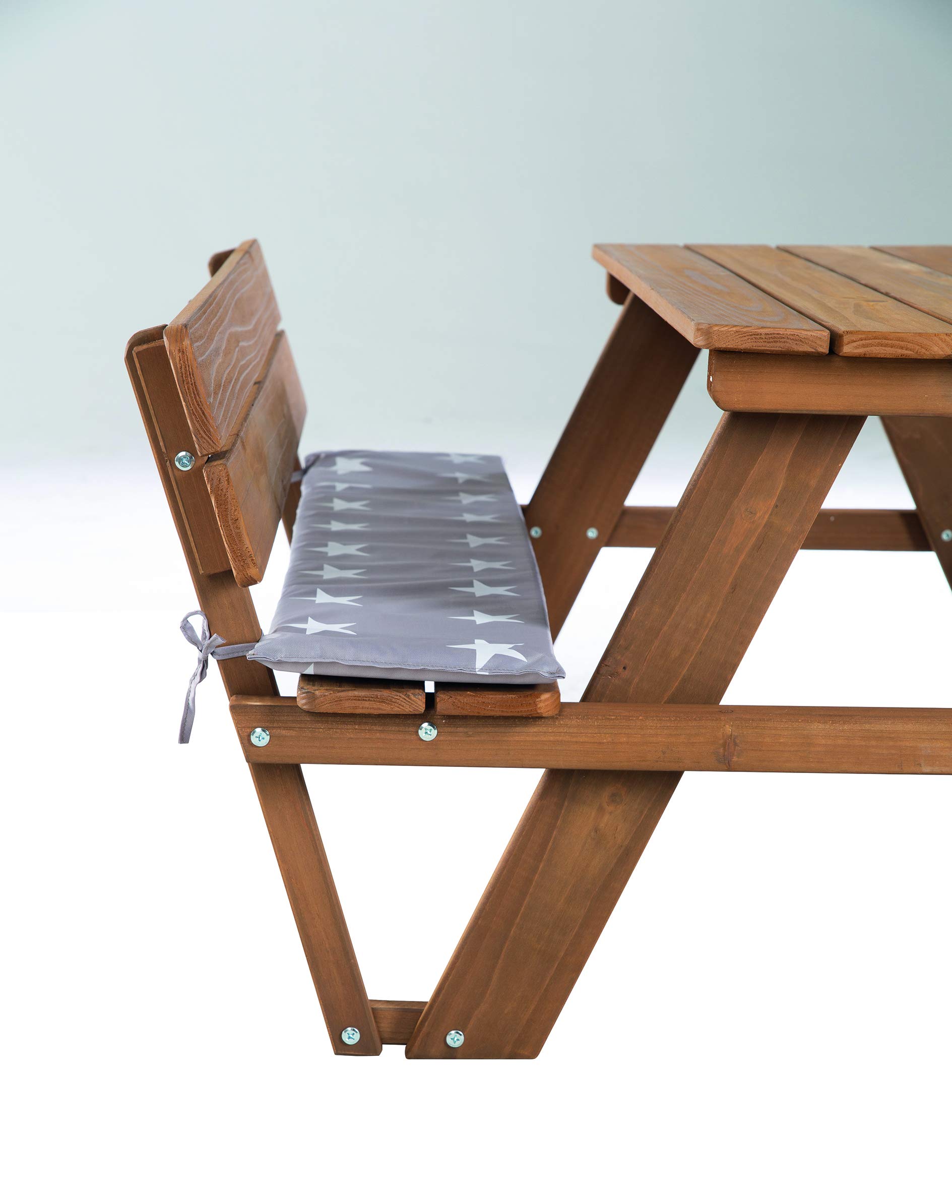 roba Panca con Schienale + Tavolo per Bambini Picnic per 4 - Resistente alle Intemperie - per Esterno e Giardino - per Campeggio - Regalo di Compleanno, Natale, Pasqua - Legno Massello - Marrone