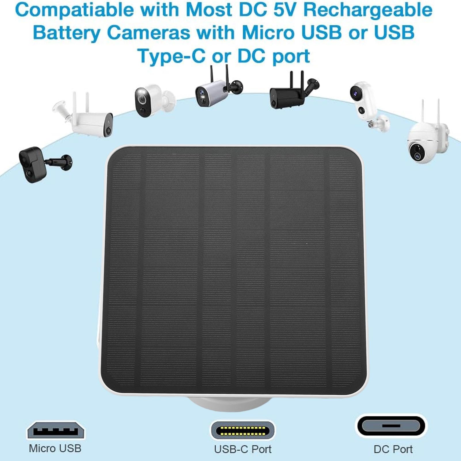 LICAEVEY Lot de 2 panneaux solaires 12 W pour Ring Spotlight Cam Plus Pro, caméra collante, étanche IP65 avec câble de 3 m, charge efficace pour caméra de sécurité extérieure à alimentation continue