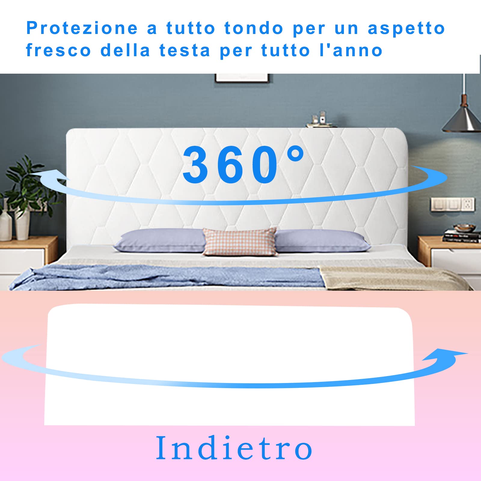 Copritestata Letto Matrimoniale In Cotone - Fodera Elastica Antipolvere, 120x70 Cm