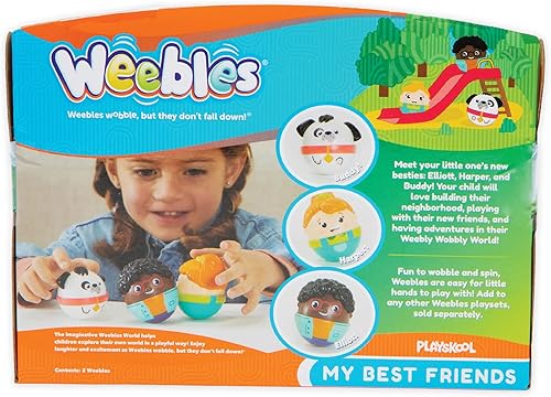 Miniatura 6 de Playskool Weebles My Best Friends - Juguete preescolar Weeble Wobble para niños pequeños, 2 personajes de Weebles + 1 perro de mascota Weebles para