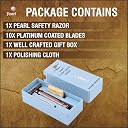 Pearl Shaving Double Edge Safety Razor L-55 (Blush wine) made with Brass Metal - Premium Shaving Razor | Classic & Traditional Shaving kit for men| Complimentary Blade Refills | Diwali Gift Option gallery image