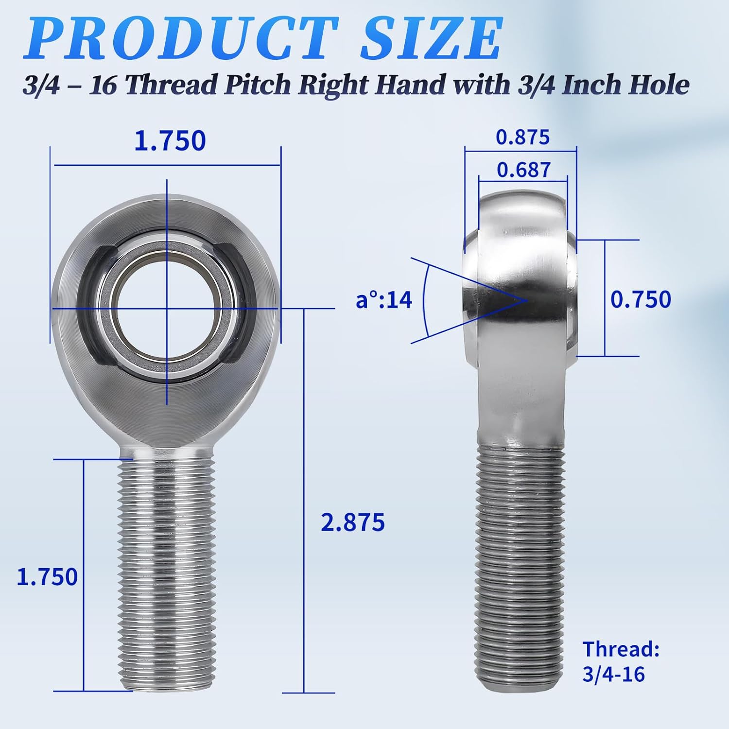 3/4" Heim Joint Rod End Bearing w/Jam Nut,RH & LH 3/4"-16 Thread x 3/4" Bore Chromoly Panhard Rod End Kit for Steering, Suspension,Traction Bars,Links Joints-2Pk
