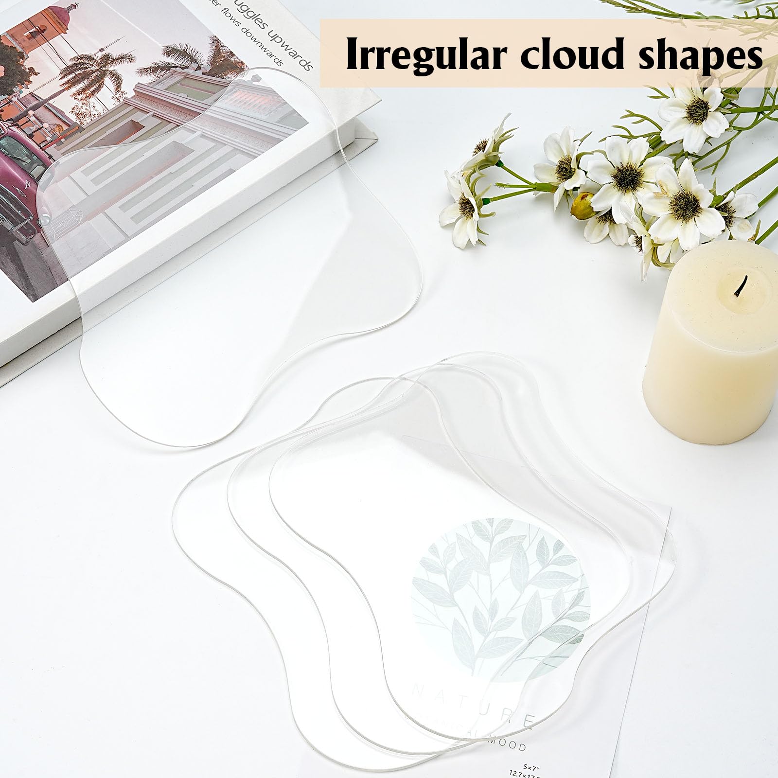 Acryl-Untersetzer In Wolkenform – Transparent, 2 Stück, Für Schreibtisch & Tischschutz
