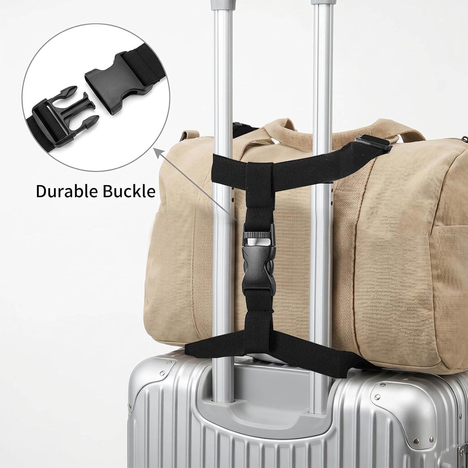 4Pcs Luggage Bungee Straps for Suitcases, Adjustable Connector Strap Belt for Add a Bag Carry On Travel Trolley