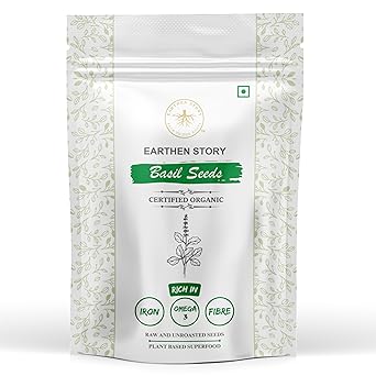 Earthen Story Organic Sabja Seeds 500g | Raw Basil Seeds | Rich in Omega-3, Fiber & Plant Protein | Gluten-Free Superfood for Digestion & Hydration - image, photos
