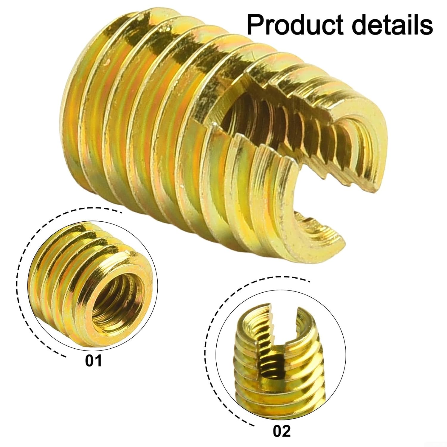 10 Pcs Thread Reducer Bushing Internal External Thread Adapter High Carbon Steel Nut Set M5 M6 M8 M10 Metric Converter Yellow Zinc Plated Fastener for Shallow(M6*1-M10*1.5-L14mm)