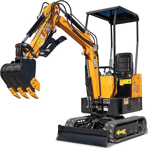 MS10H 1 Ton Mini Excavator with 13.5HP EAP Gas Engine, with Hydraulic Thumb and Three-Way Flow Control Valve, Crawler Digger for Courtyard DIY, Includes Delivery Unloading Service