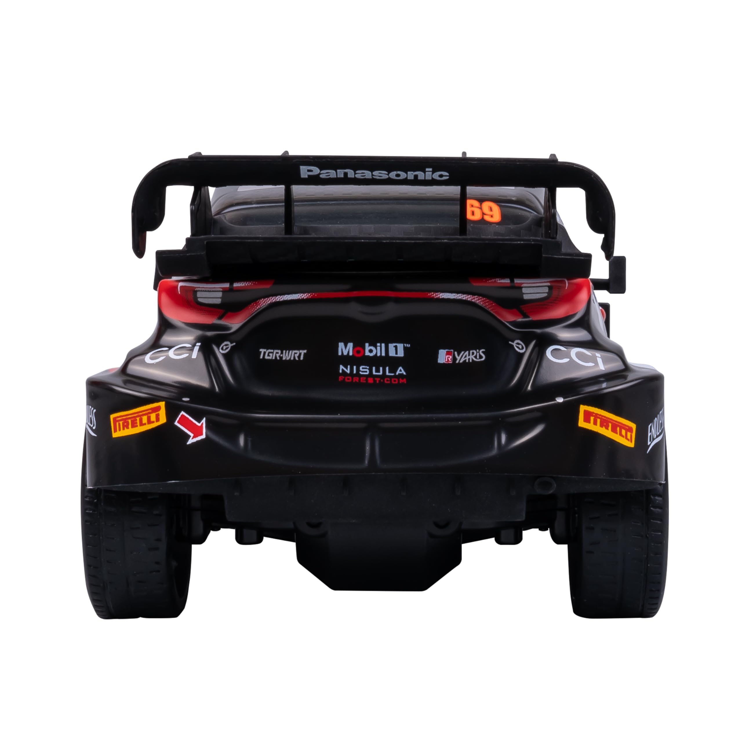 Nikko RC Night Mode RC Toyota GAZOO Racing Sweden Rally 2024 Kalle ROVANPERA LED Race Lights Remote Control Car, 25cm, 2.4GHz Remote Control, 40m Range, 6 Years, Black, 10652, Batteries Not Included