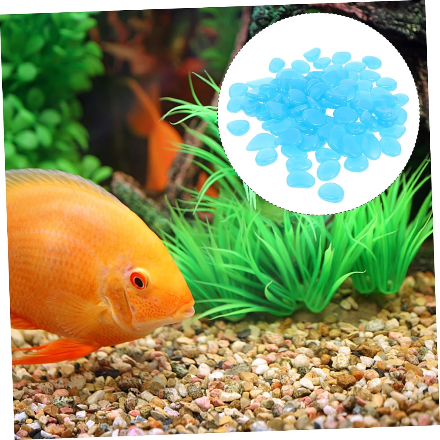 300Pcs Luminous Pebbles for Aquarium and Garden Decor Glowing Stones Durable Fish Tank Gravels for Landscaping Material Enhance Aquatic
