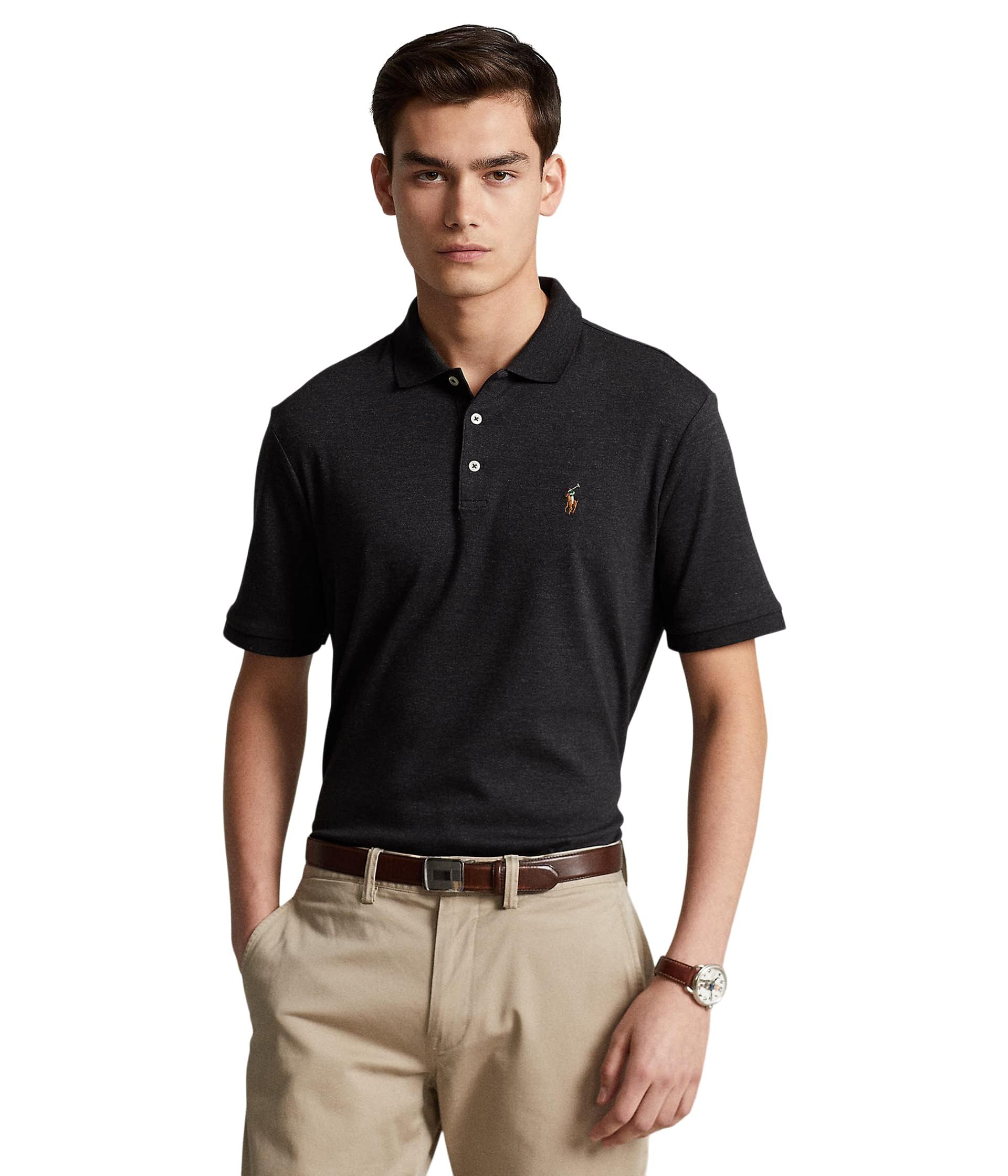 POLO RALPH LAUREN, Mens, Classic Fit Soft Cotton Polo Shirt, Black, Large