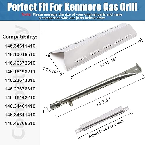 Miniatura 2 de Criditpid Piezas de parrilla compatibles con Kenmore 146.34611410, 146.23678310, 146.46372610, 146.10016510, 146.23673310, placas de calor para