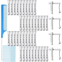 48pcs Perm Rods, Plastic Hair Rollers Heatless Hair Curlers Set with 1pc Rat Tail Comb and 50pcs Curling Paper for Hairdressing Stylingwhite,0.63in